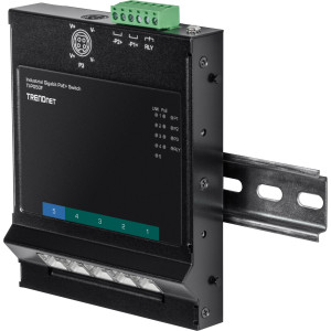 TRENDnet TI-PG50F 5-Port Gigabit Ethernet Front Access Switch, 4 Gigabit PoE+ and 1 Gigabit ports, 10 Gbps switching capacity, DIN-rail/Magnet